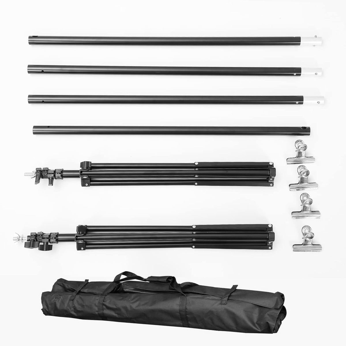 10ft Adjustable Backdrop Stand Kit, Heavy-Duty Photography Background Support System with Clamps &