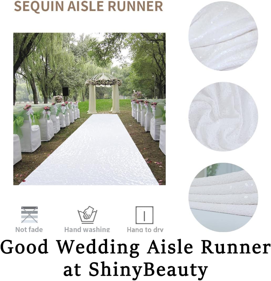 ShinyBeauty 4x20 FT Wedding Aisle Runner Rug - White Waterproof Non-Slip Ceremony Carpet for