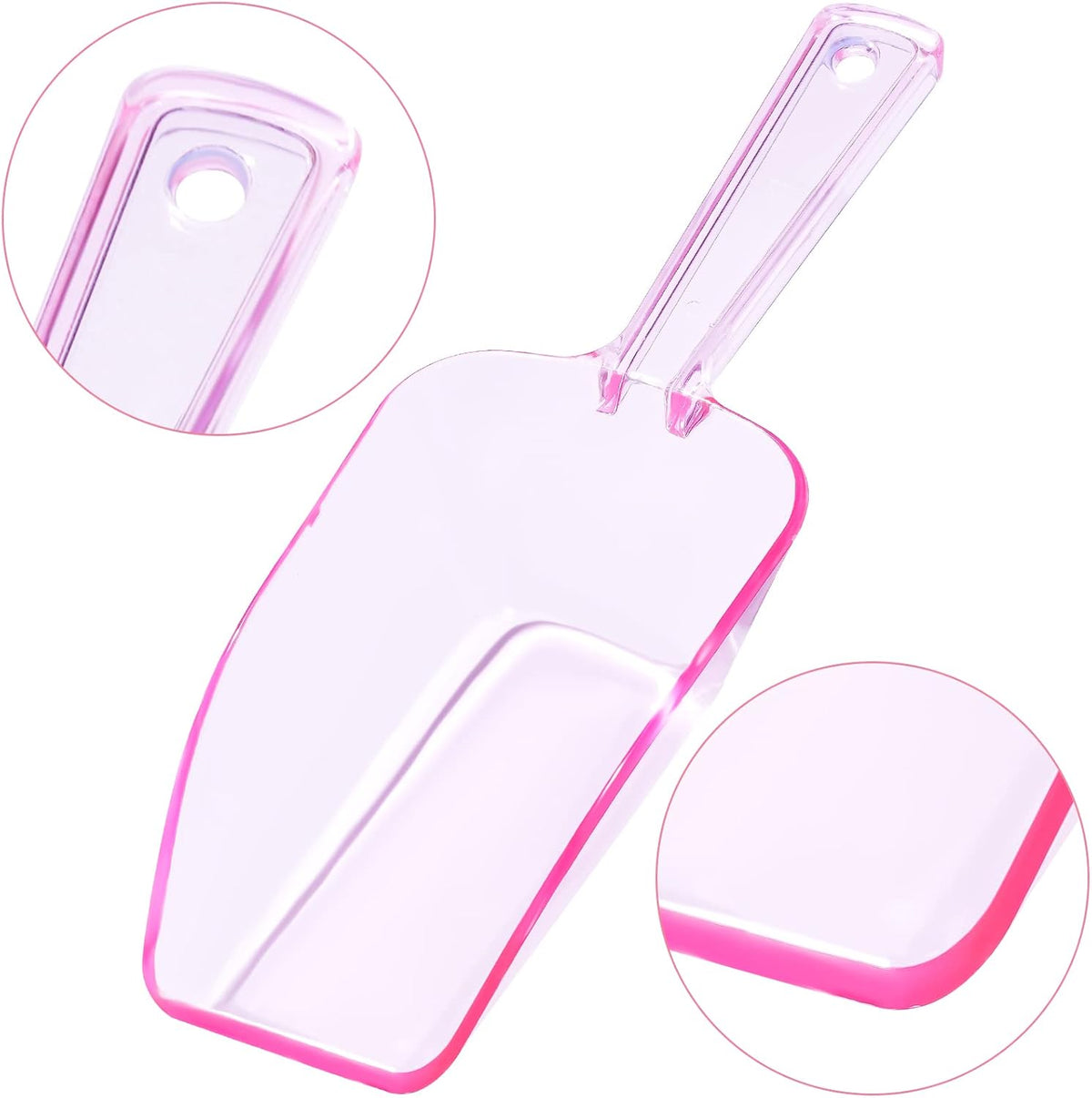 Ice Scoop for Freezer, Clear Pink Plastic Candy Buffet Scoopers, Acrylic Multi-purpose Kitchen