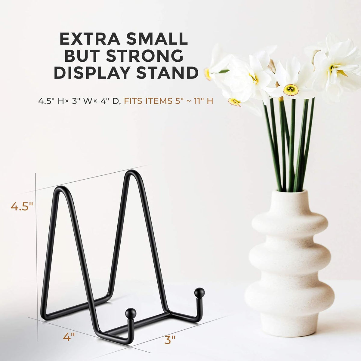 TR-LIFE Plate Stands for Display - 4.5 Inch Plate Holder Display Stand + Metal Frame Holder Stand