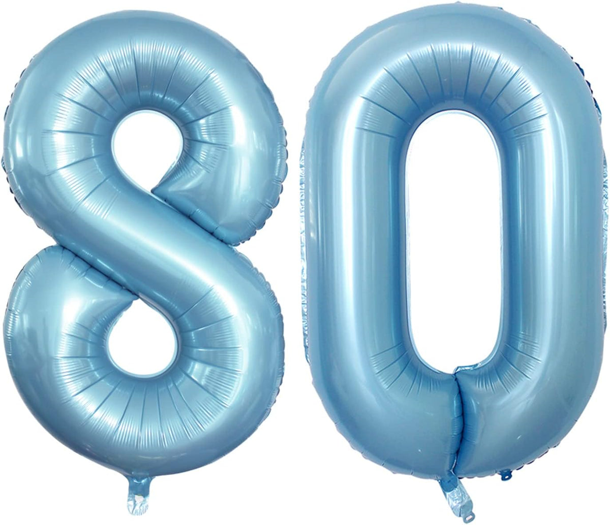 GOER Number 80 Balloons for 80th Birthday Party Decorations,42 Inch Jumbo Foil Helium Balloons for