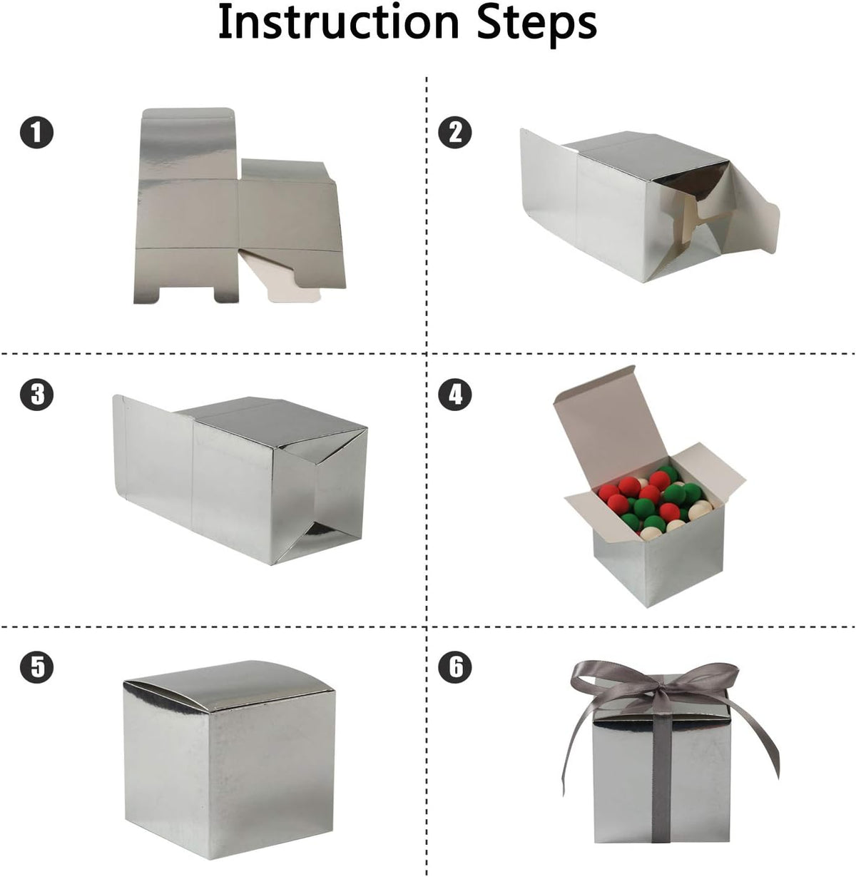 COTOPHER 60pcs Small Gift Boxes, Favor Boxes 2x2x2 inches Paper Gift Boxes with Ribbons Candy Box