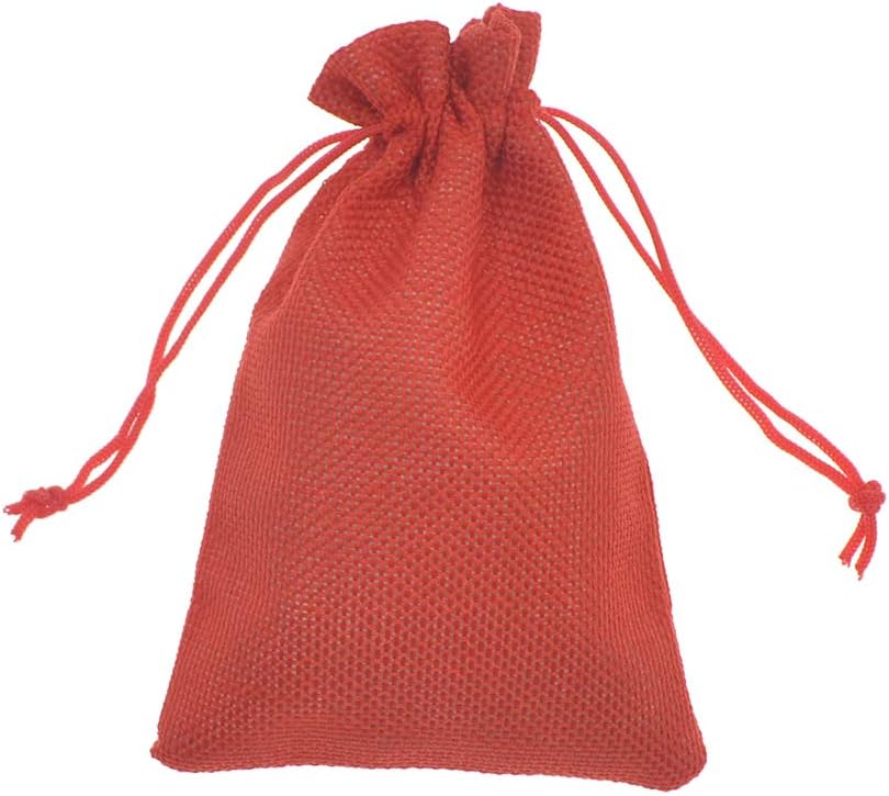 20pcs Burlap Gift Bags 5x7, Red Linen Drawstring Bags Christmas Wedding Party Favor Bags Jewelry