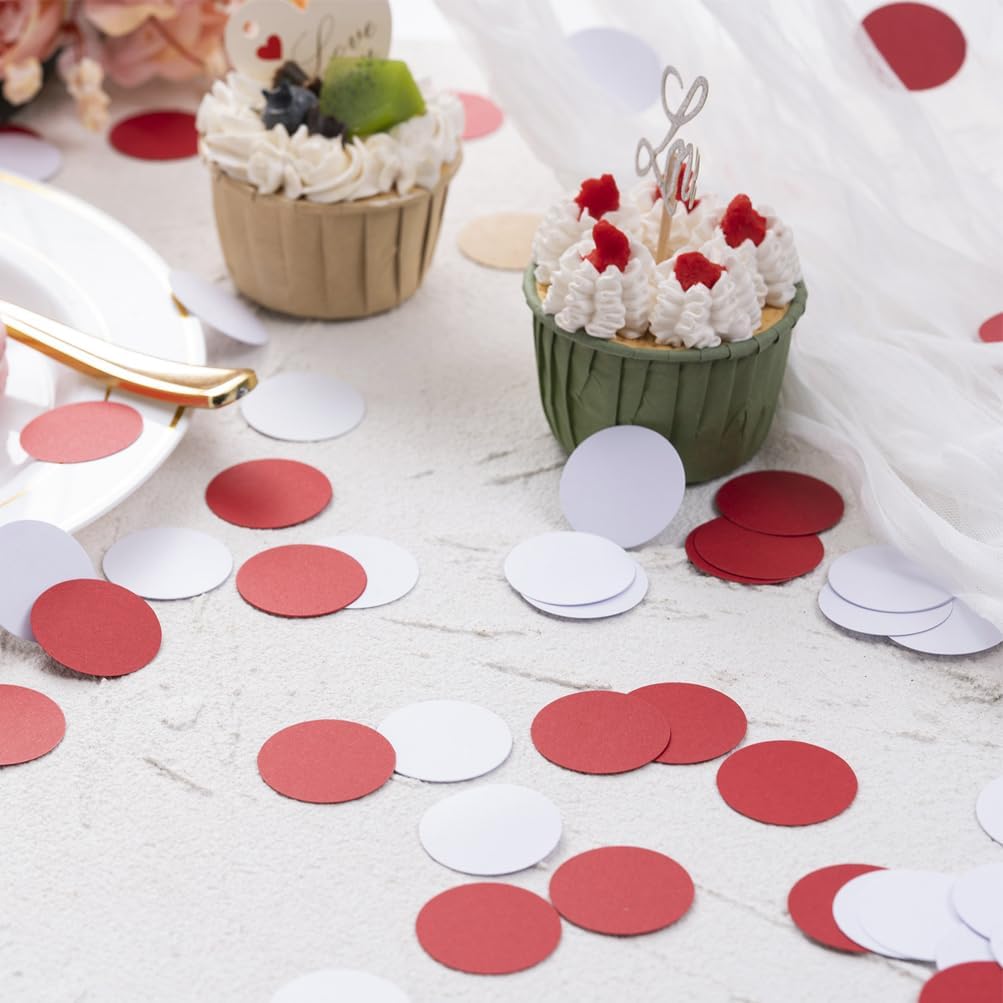 Red and White Paper Confetti Table Decoration for Birthday Graduation St.George's Day England