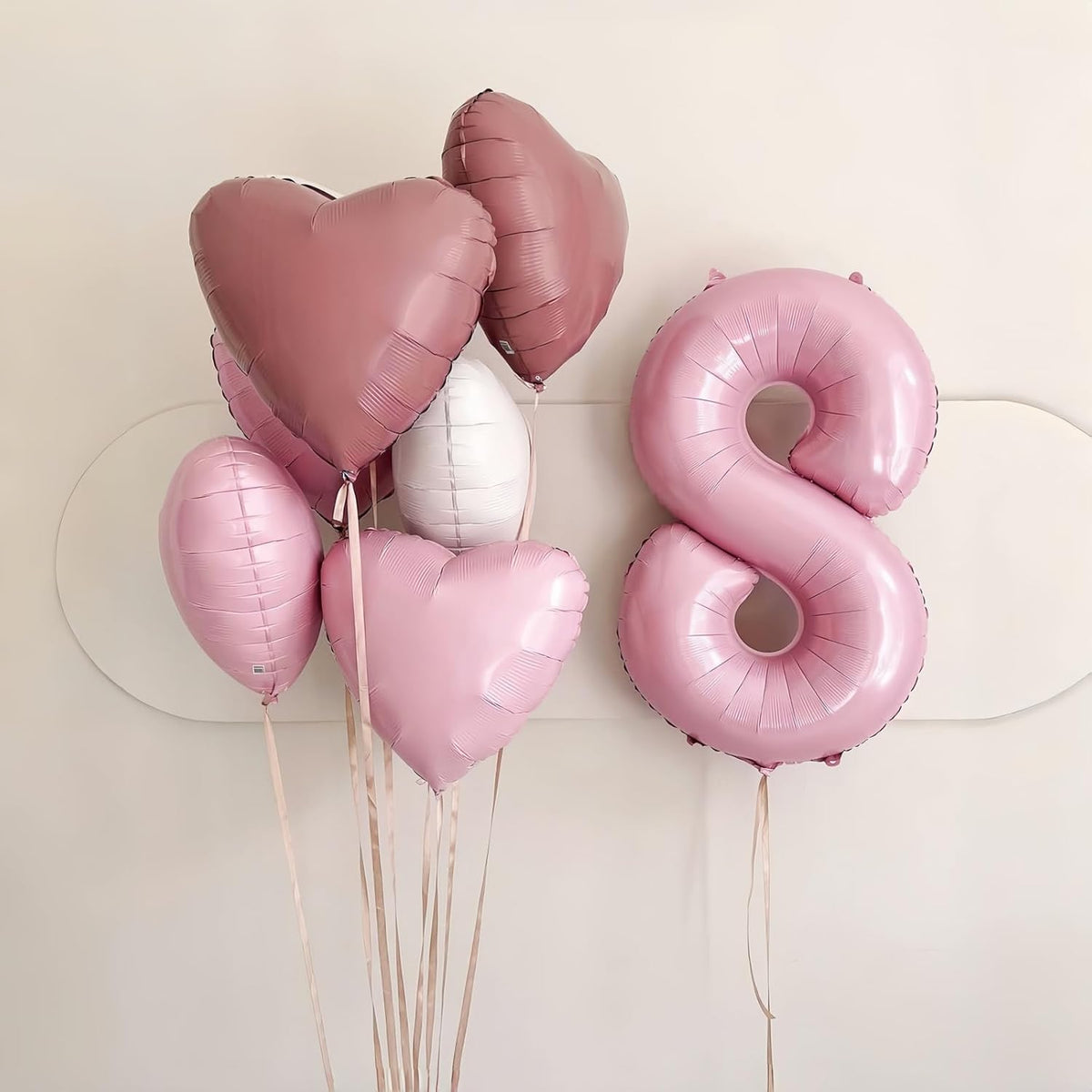 Light Pink Foil Balloon Number 7, 40'' Giant Self Inflating Number Balloons Set 0-9, Large Pastel
