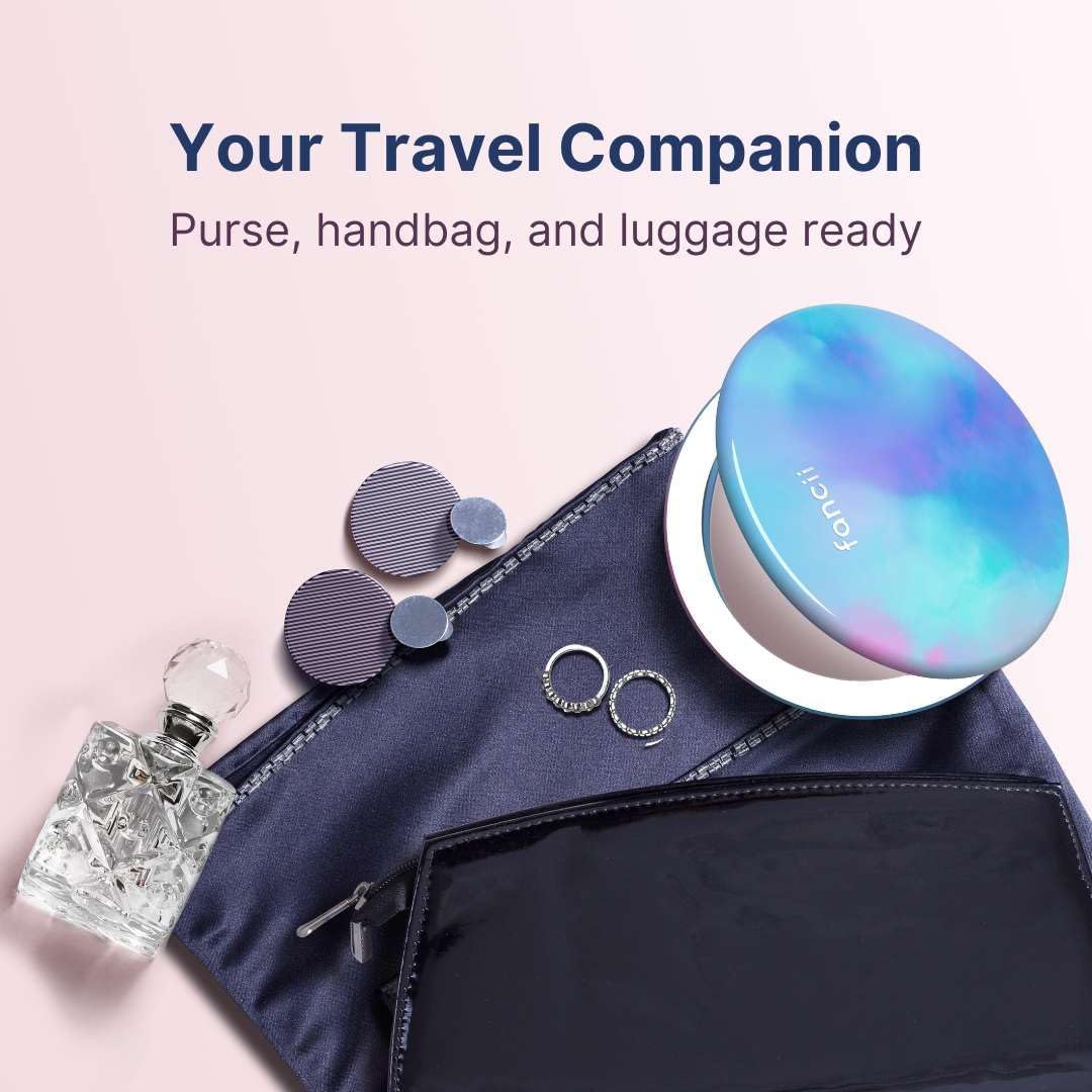 Fancii Taylor Travel Makeup Mirror with LED Light, Rechargeable, 10x /1x Magnifying & 3 Light