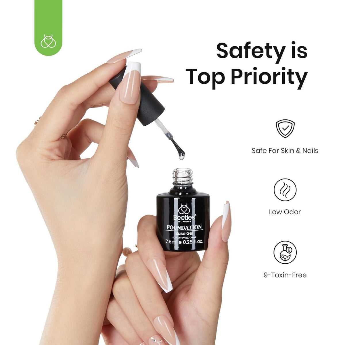 Beetles Builder Gel & Gel Base and Top Coat, 3Pcs 7.5ml Building Gel for Nails Set Shine Finish and