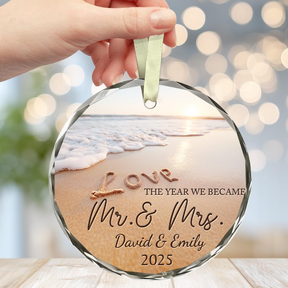 Personalized Wedding Christmas Ornaments - Mr And Mrs Ornament, 2025 Wedding Ornament - Engagement