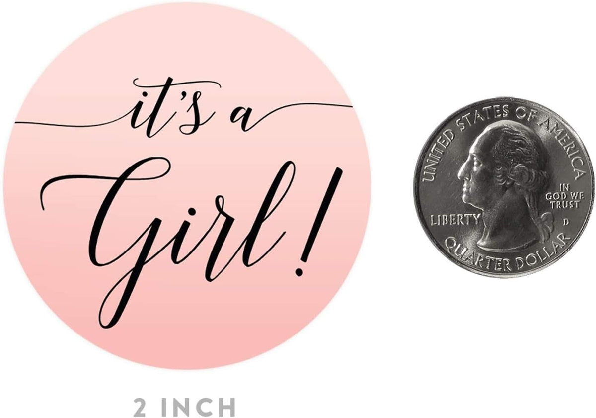 Andaz Press Blush Pink Rose Elegant Party Baby Shower Collection, Round Circle Label Stickers, It's