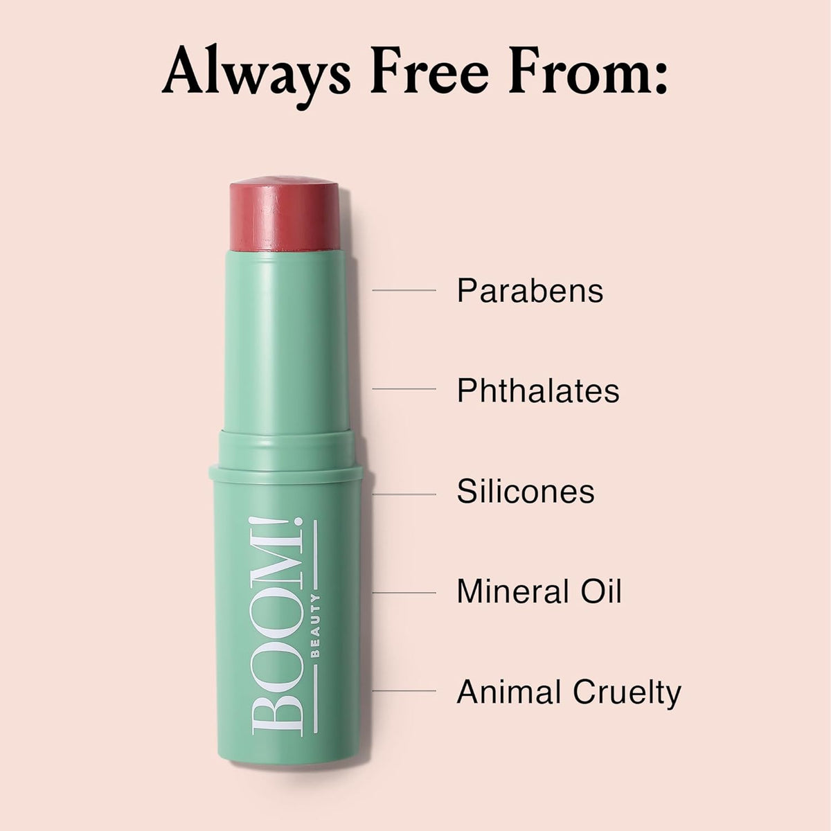 Boomstick Rose Nude ® All-in-One Cream Blush for Cheeks, Eyes & Lips, Long-Wearing, Blendable