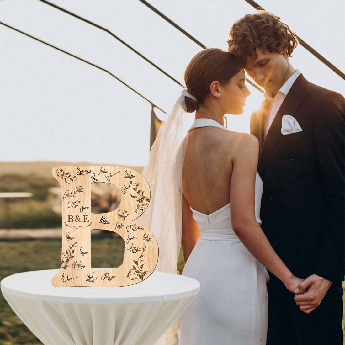 Personalized Wedding Guest Book Sign Custom Letter Name Date Rustic Wedding Guest Book Alternative
