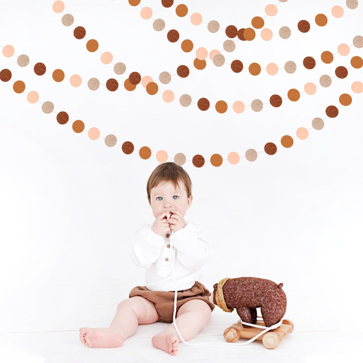 Boho Brown Rose-Gold Party-Decorations Streamers-Garland - 52ft Fall Birthday Hanging Paper