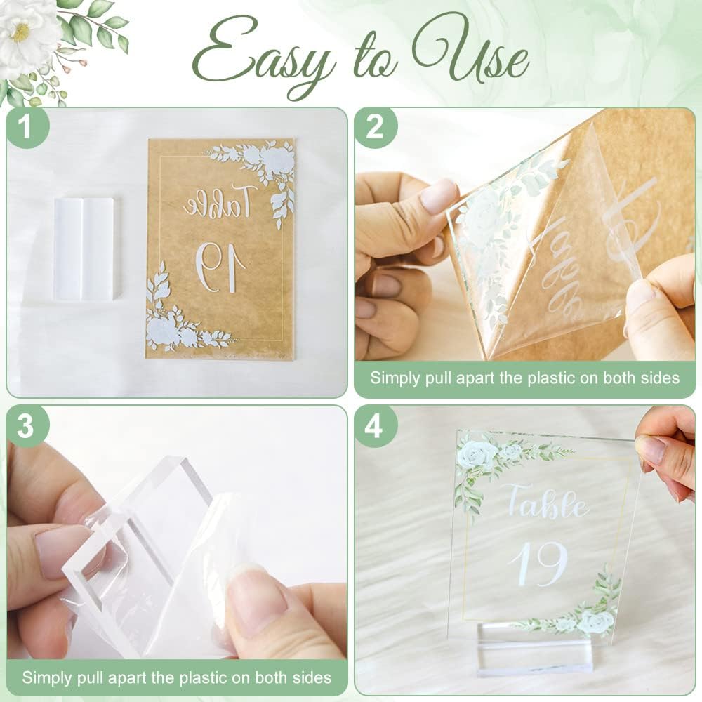 OurWarm White Rose Acrylic Wedding Table Numbers 1-20, 4x6 Inch Printed Calligraphy Table Number