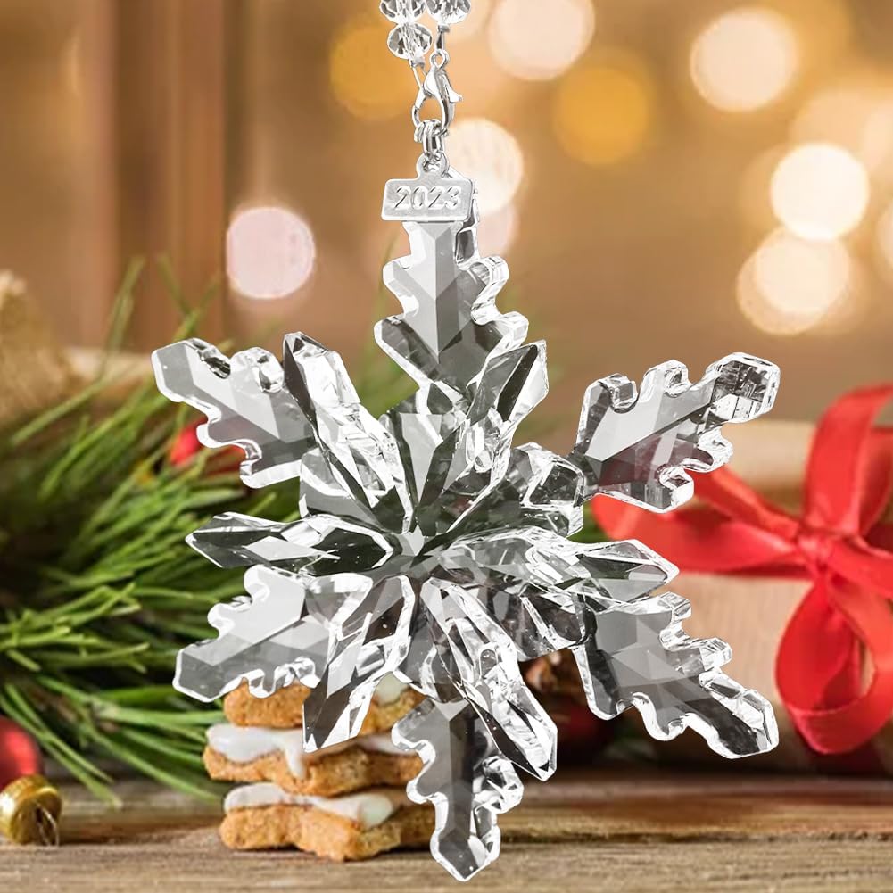 2024 Christmas Ornaments Crystal Snowflake Ornaments Annual Edition Christmas Tree Ornament Home