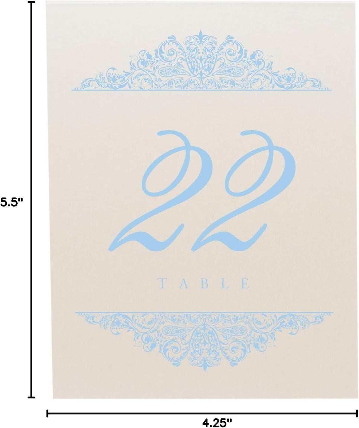 Paisley Wedding Table Numbers (Select Color/Quantity), Champagne, Light Blue, 1-15, Double Sided