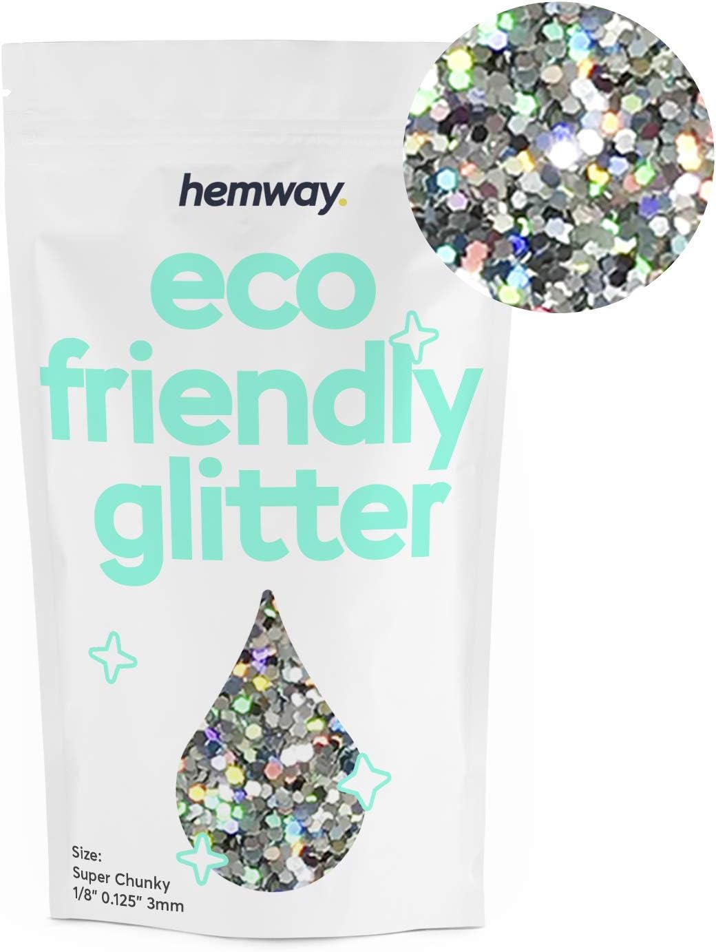Hemway Biodegradable Glitter Eco Friendly - 100g/3.5oz Bio Cosmetic Safe Sparkle Vegan for Face