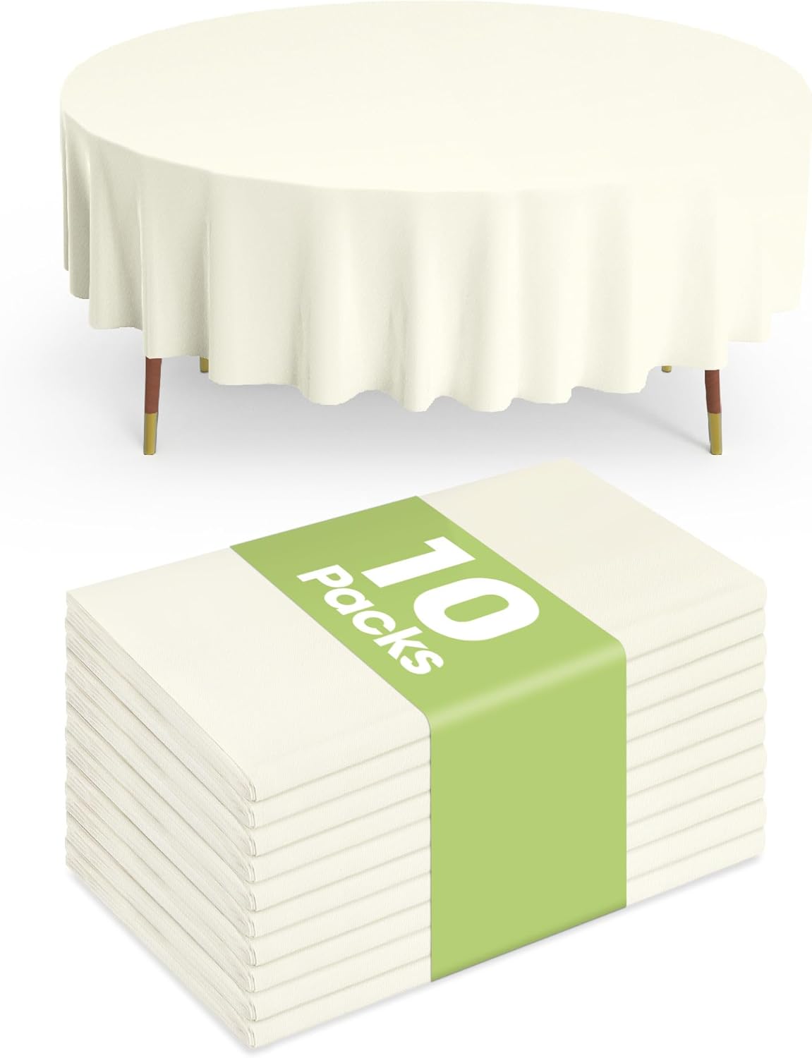 Pureegg Plastic Table Cloth Disposable 10 Pack, 84'' Round Table Cloths, Party, Wedding