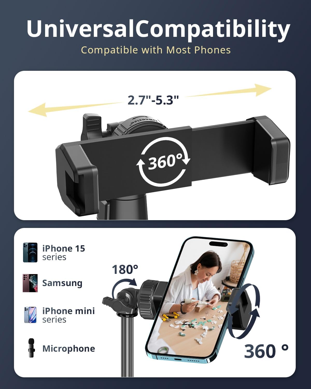 UBeesize 12'' Selfie Ring Light with 62’’ Tripod Stand for Video Recording, Live Streaming(YouTube