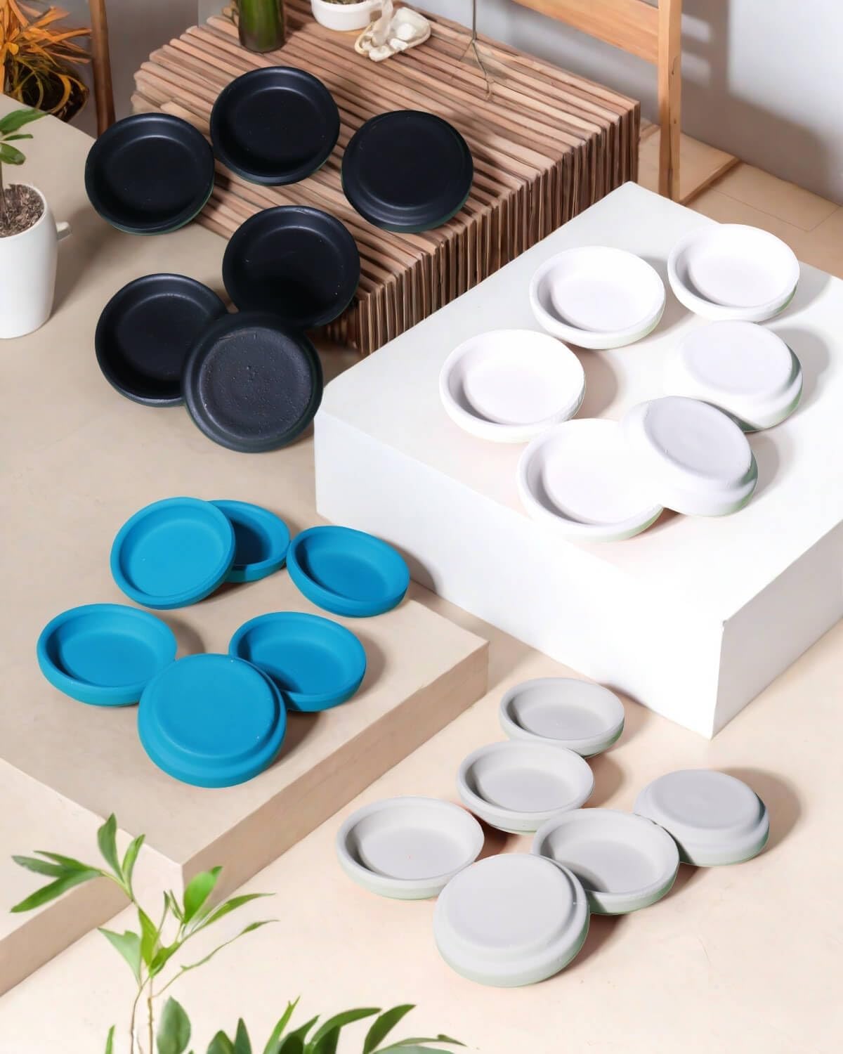 vensovo 2 Inch Black Terracotta Plant Saucer Pots Tray - 12 pcs Mini Planter Saucers for Indoor &