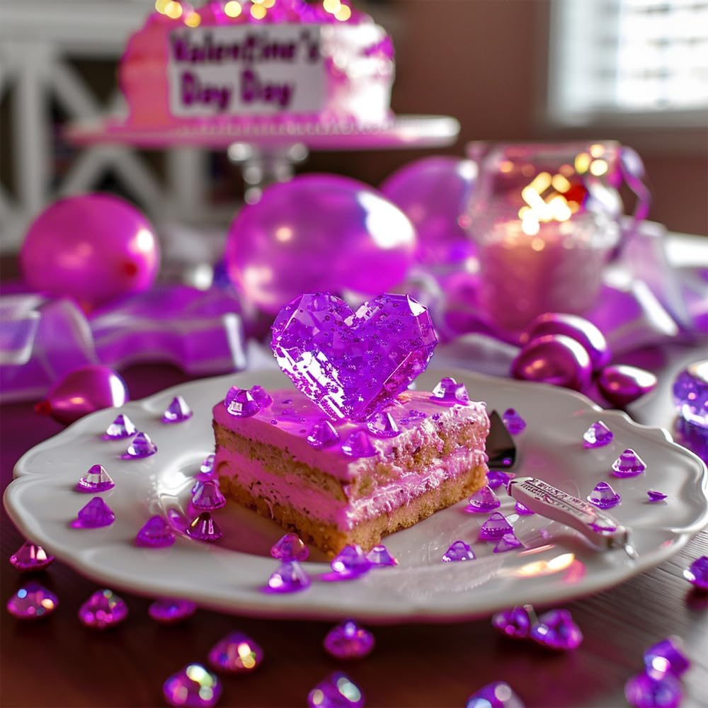 HappyFiller Fall Thanksgiving Decoration 720 Pcs Purple Acrylic Diamonds Gems,Wedding Diamond