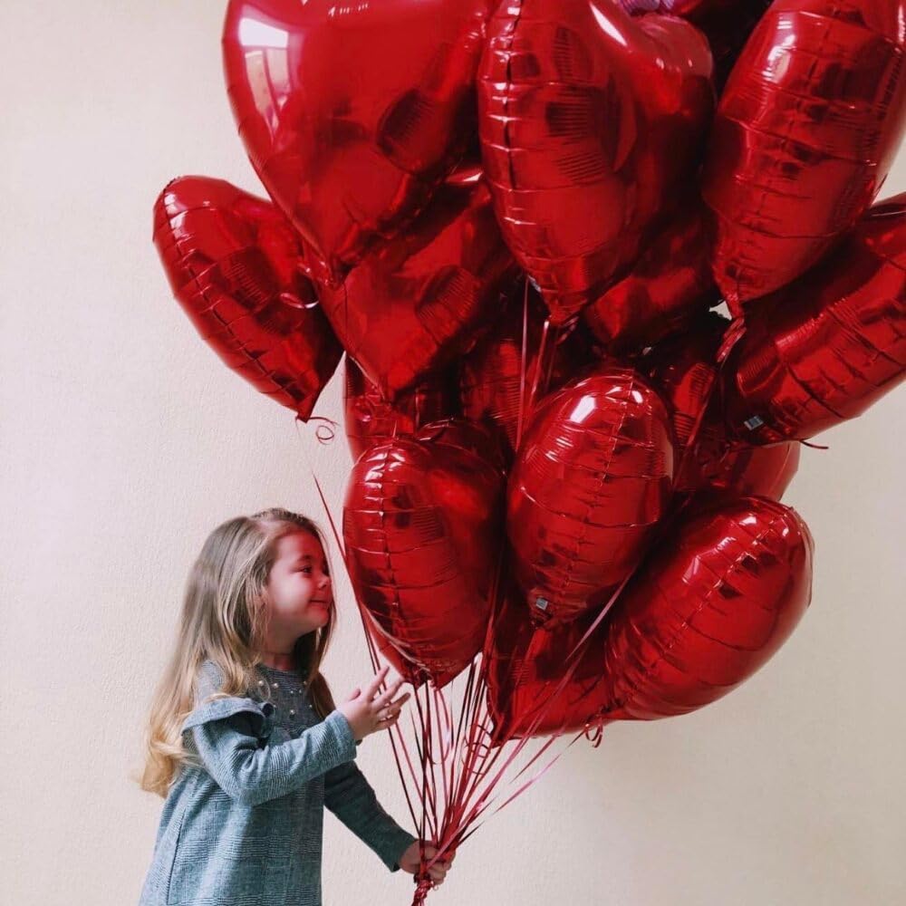 20 pcs Red Heart Balloons, 18 inch Heart Shaped Balloon foil Love Balloon for Wedding Decoration