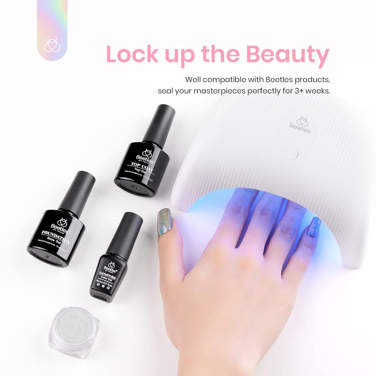 Beetles Chrome Nail Powder Metallic Mirror Effect Holographic Aurora Iridescent Nail Art Decoration