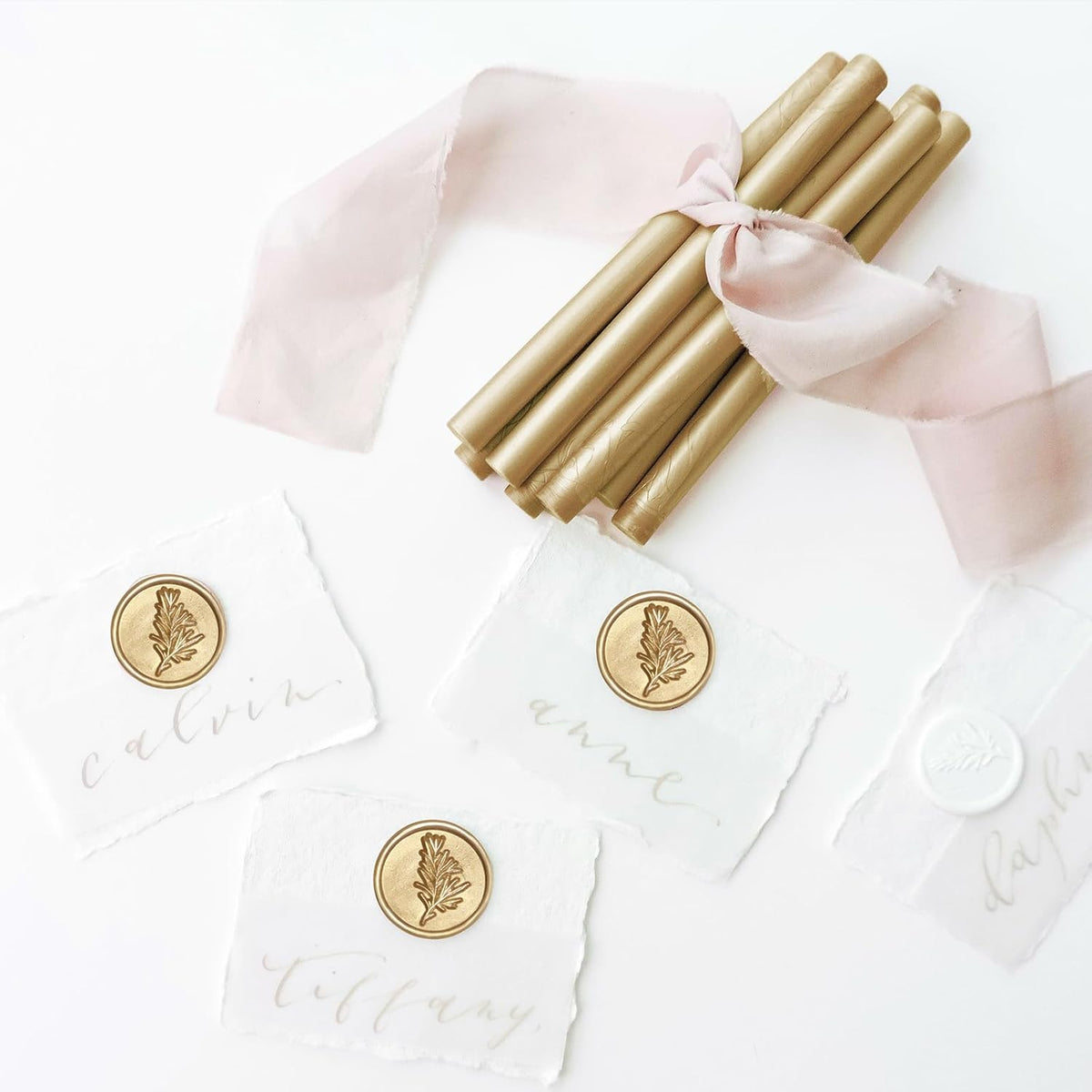 UNIQOOO Glue Gun Sealing Wax Sticks for Wax Seal Stamp - Prosecco Metallic Light Gold, Great for