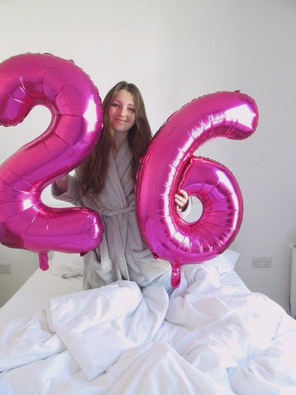 40 Inch Rosy Purple Mylar Foil Number 6 Birthday Balloon, Digital Balloons for 6 16 Boy Girl Party
