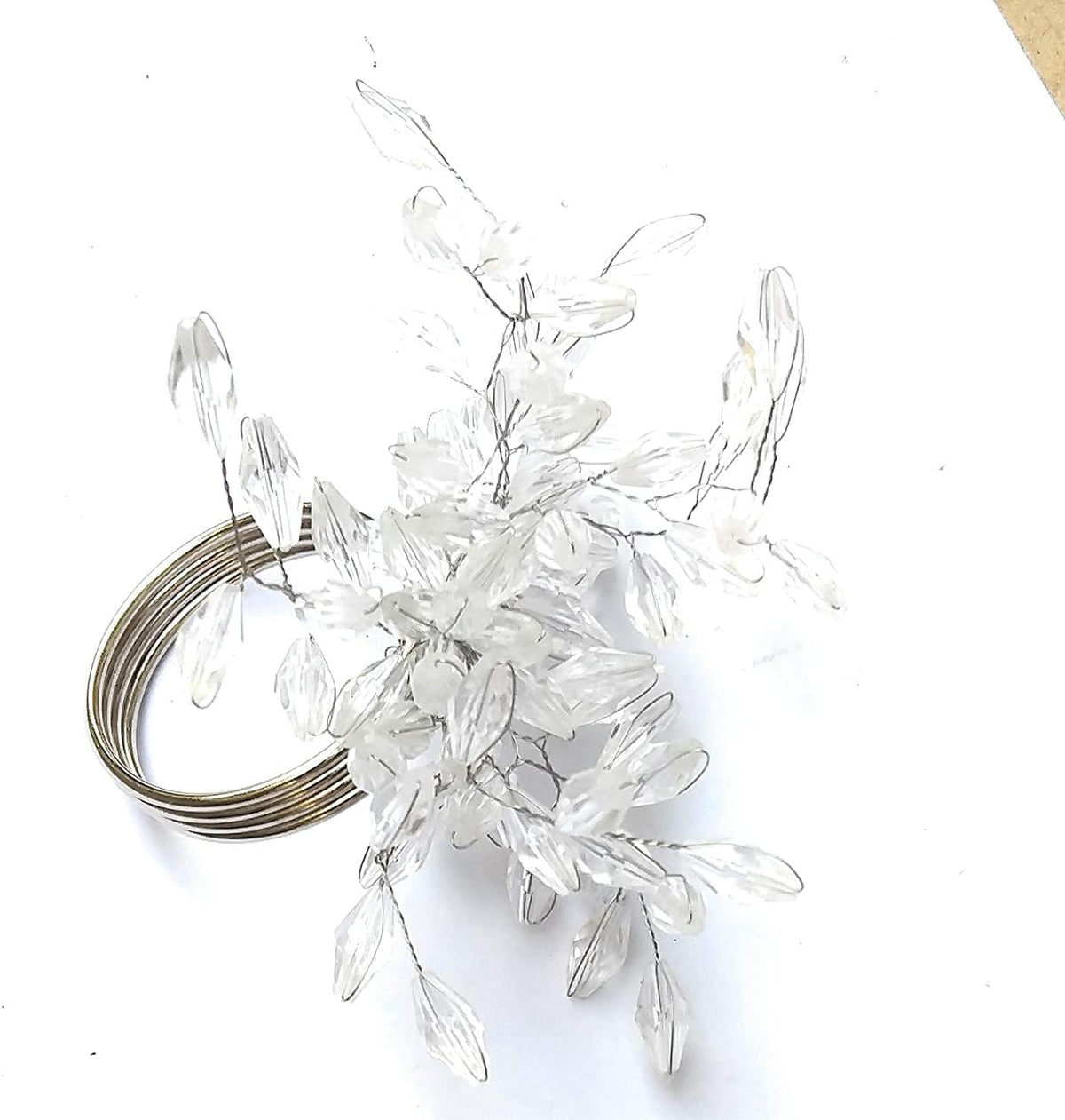 Napkin Rings Set of 6 for Dining Table Decoration Parties Everyday Metal Napkin Holder Leaf White