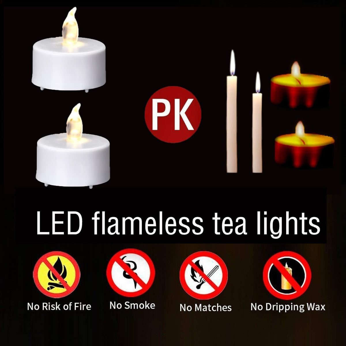 Battery Operated LED Tea Lights: 24PACK Flameless Votive Candles Lamp Realistic and Bright