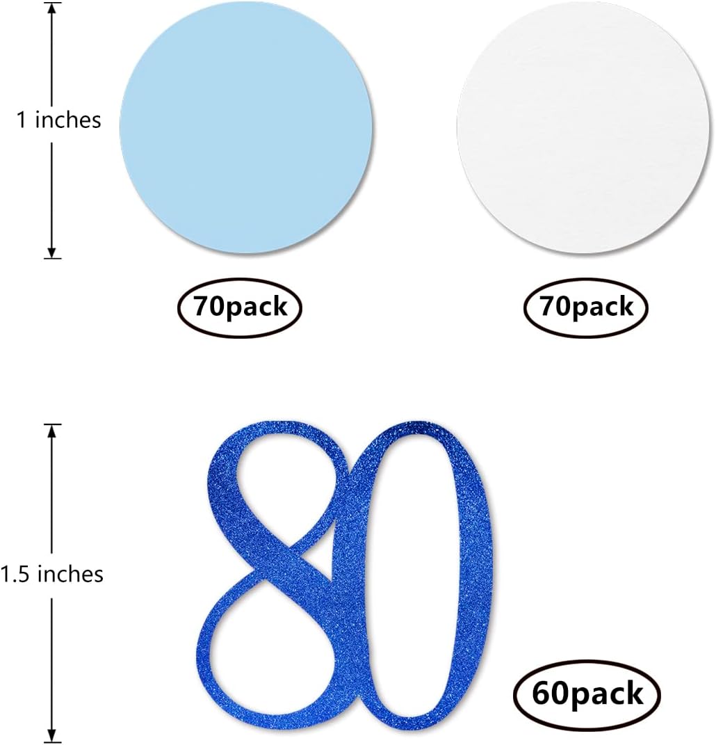 Blue Glitter 80 Confetti, 80th Birthday Number Confetti, 200pcs Anniversary Party Table Decoration