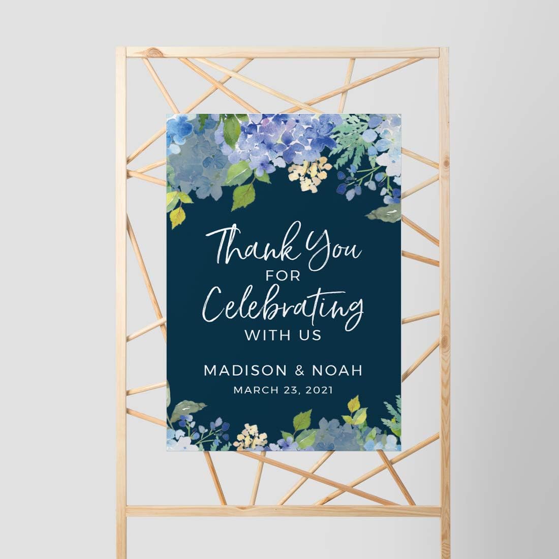 Andaz Press Personalized Extra Large Wedding Easel Board Party Sign, 12x18-inch, Baby Blue