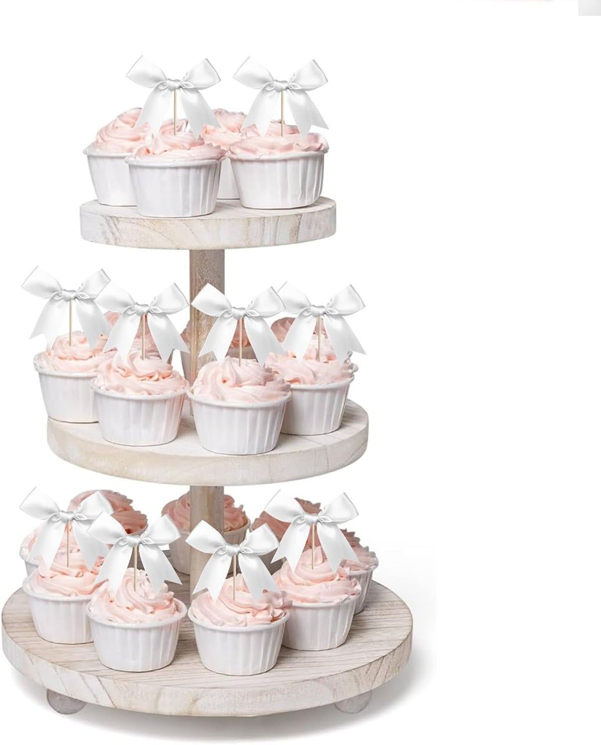 24 PCS Bow Cupcake Toppers Bow Cupcake Picks Bowknot Birthday Party Decorations Bowknot Cake