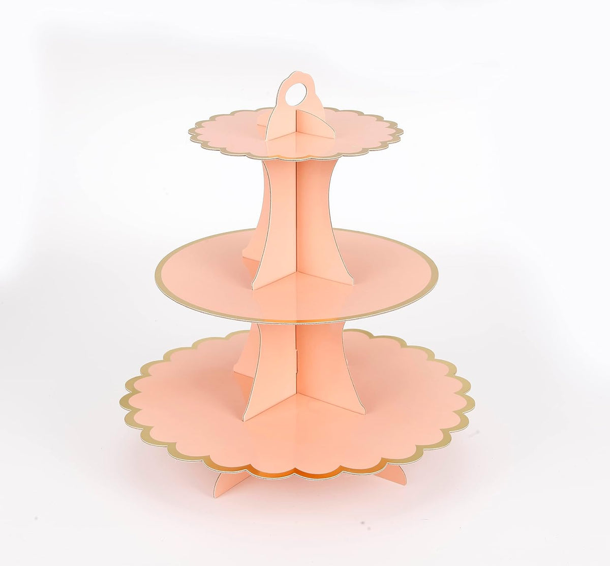 3-Tier Cupcake Stand, Pink Cake Stand Holder, Lace Tiered DIY Cupcake Stand Tower for Dessert Table