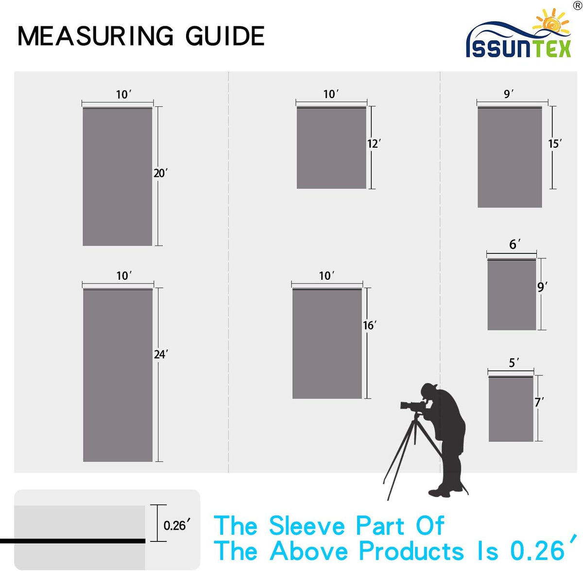 ISSUNTEX 10X24 ft Background Muslin Backdrop, Photo Studio, Collapsible High Density Screen for
