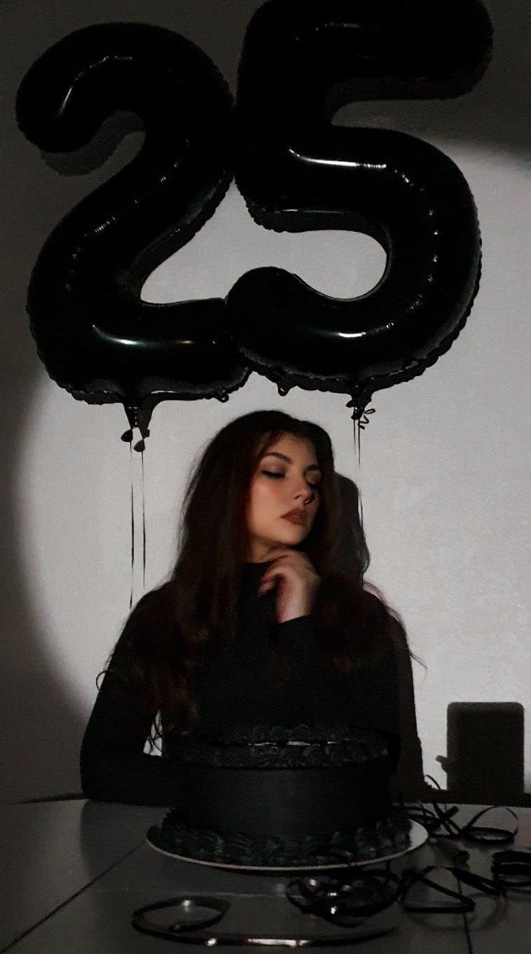 40 Inch Black Number Balloon 0-9(Zero-Nine), Big Size Happy Birthday Balloon, Foil Helium Big