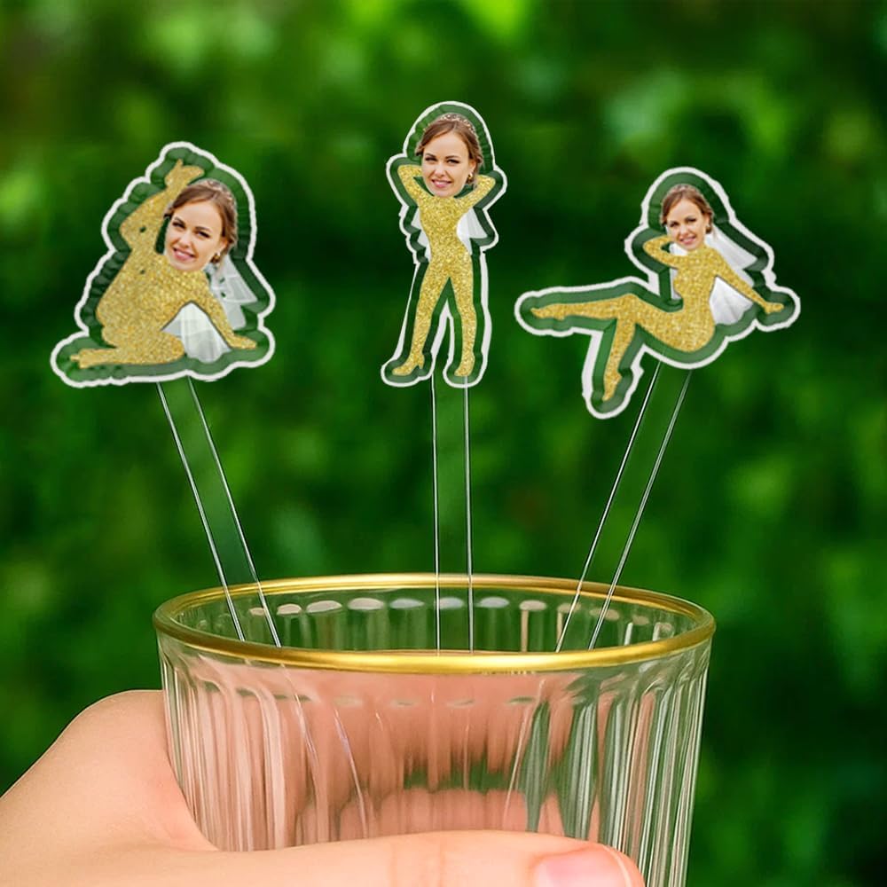 Personalized 50 pcs Double-Sided Wedding Stir Stick, Custom Bride Face Dancers Stir Stick, Acrylic