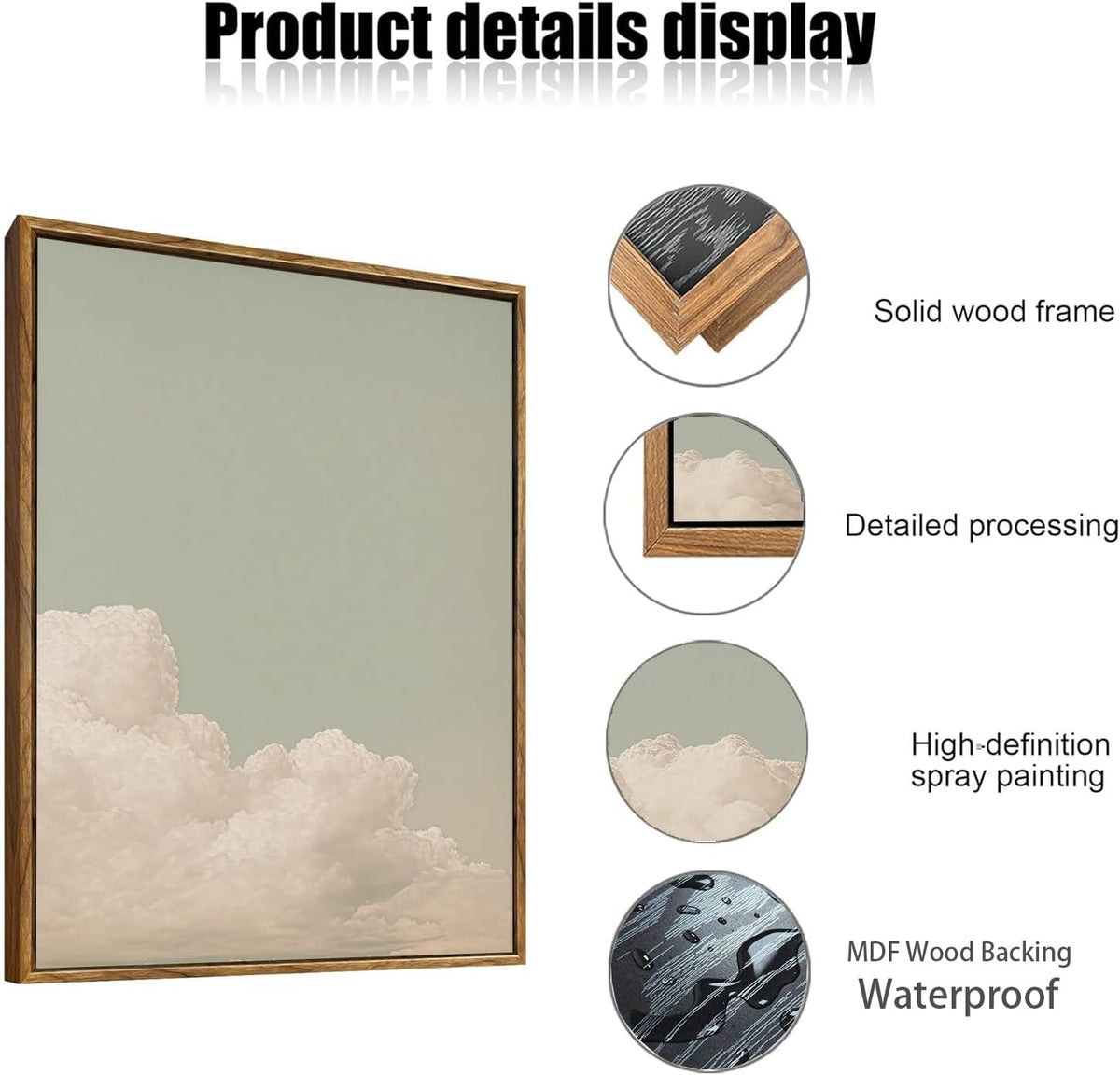 myusuar 3 Piece Large Modern Abstract Canvas Framed Wall Art For Living Room, Dearm Cloud