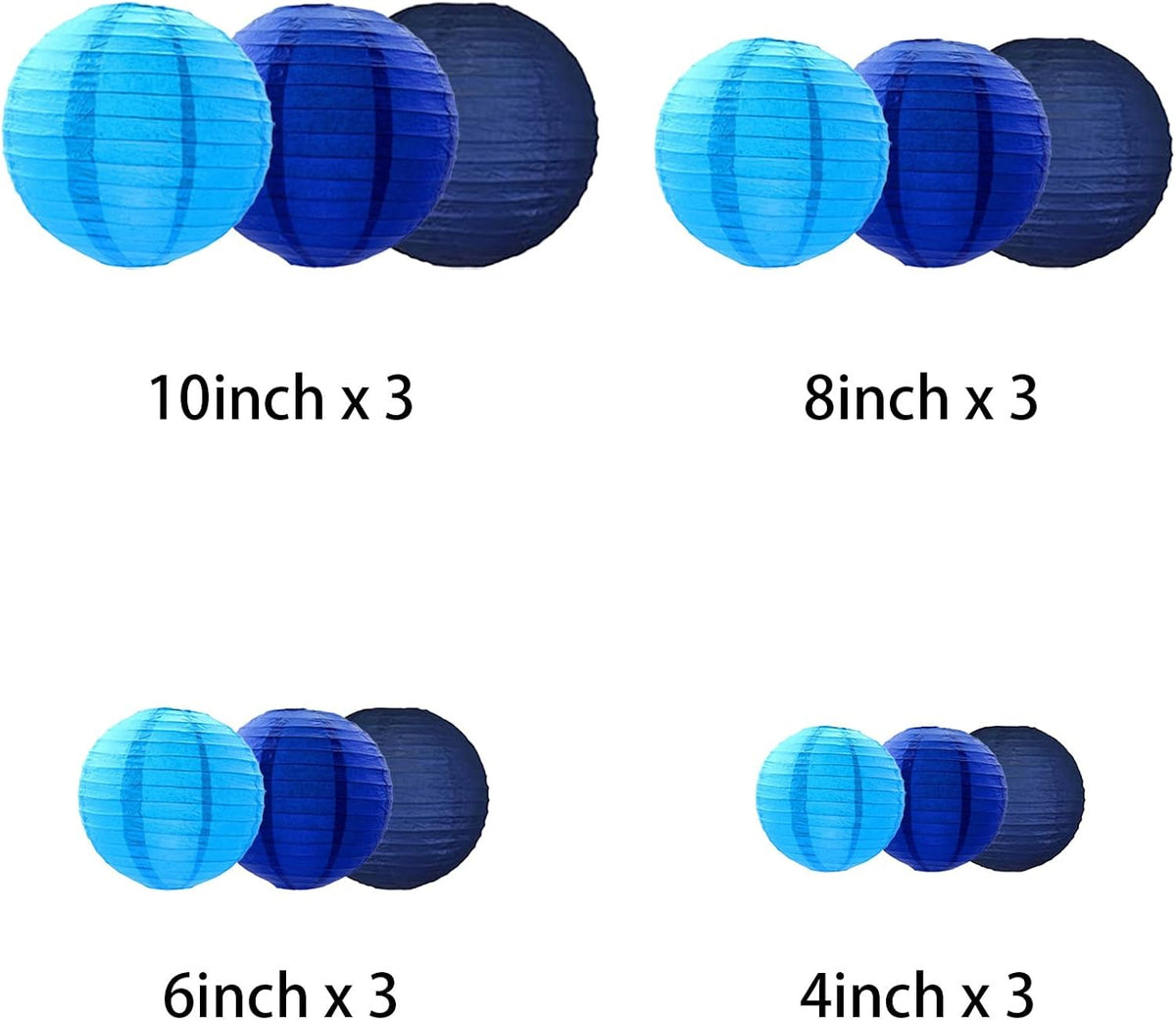 Blue Paper Lanterns Decorative, Chinese/Japanese Hanging Round Paper Lanterns Decorations for
