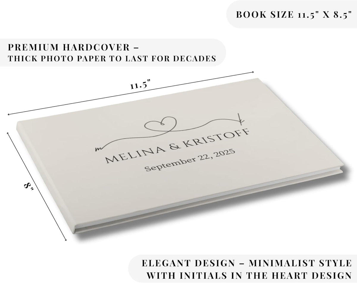 Wedding Guest Book – Personalized Polaroid Guest Book for Wedding Reception, Custom Sign In Photo