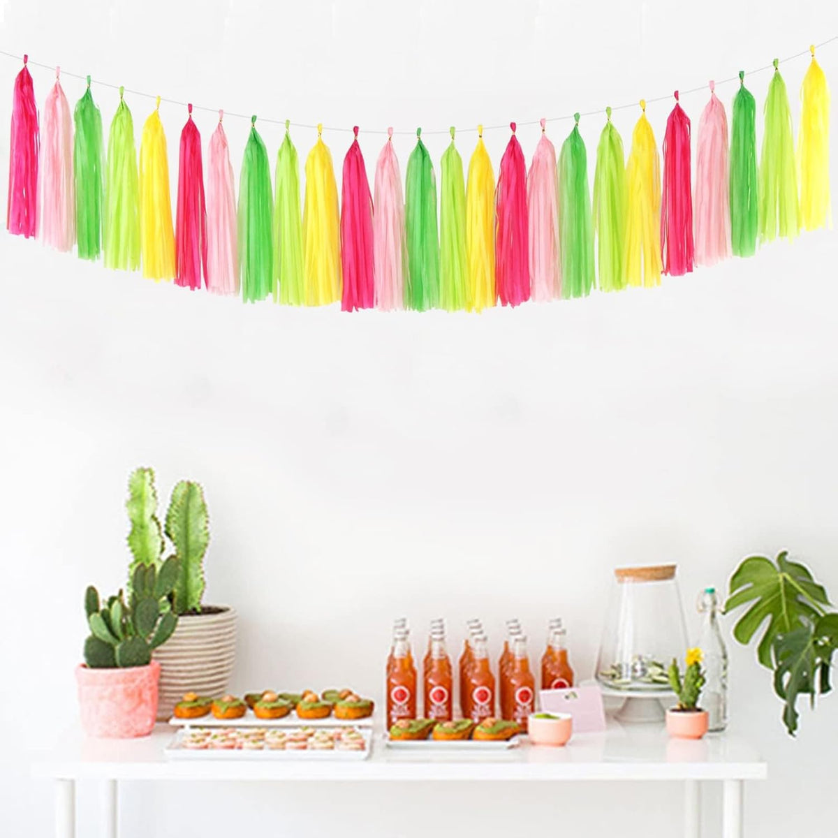 Hawaiian-Themed Pool Party-Decorations Tassel Garland - 25pcs Tropical Jungle Aloha Birthday