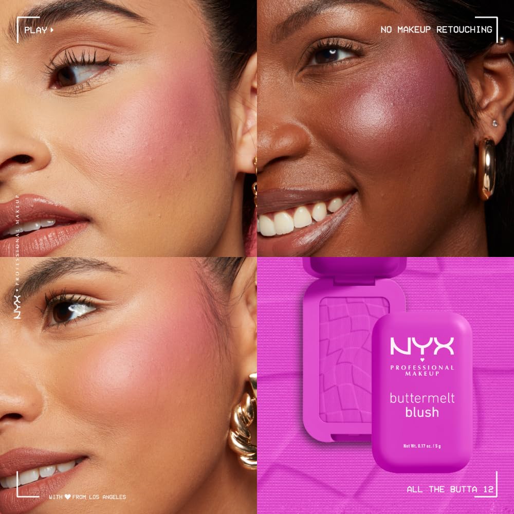 NYX PROFESSIONAL MAKEUP Buttermelt Powder Blush, Fade and Transfer-Resistant Blush, Up to 12HR Make