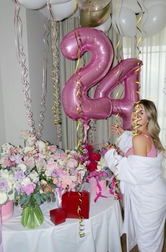 40 Inch Big Pink Number 2 Balloon Birthday Decoration, Number 2 Helium Balloon 12 20 22 23 24 26 28