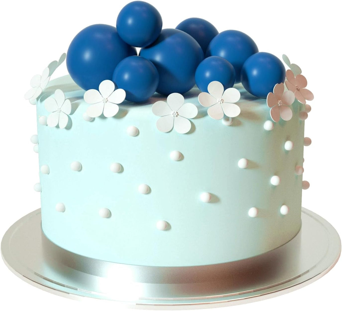 ASTARON 20 Pcs Ball Cake Topper Decorations Mini Balloons Cake Topper Sticks Royal Blue Balls Cake