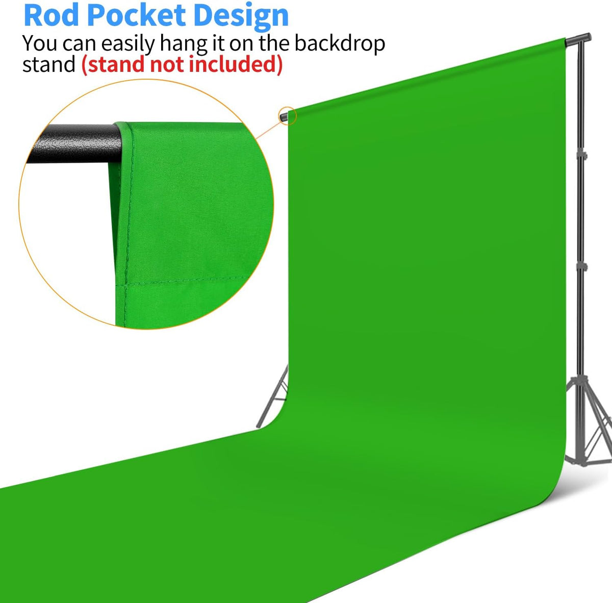 HEMMOTOP Green Screen Backdrop, 10 x 20 ft Large Chromakey Greenscreen Background Cloth for Live