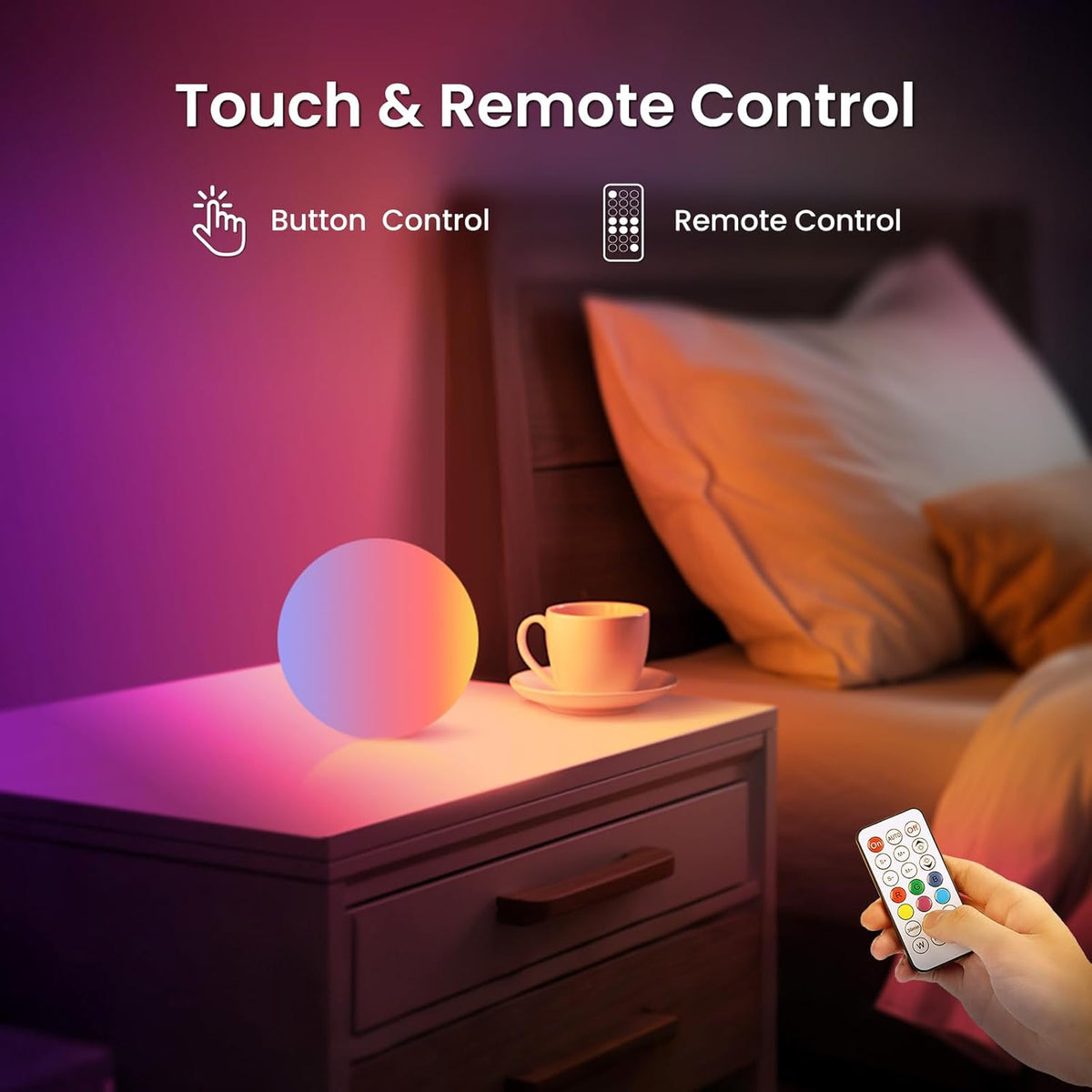 LOFTEK 3-inch Smart Sphere Night Light -Multi-Color Rechargeable Night Lights, RGB Ball Mood