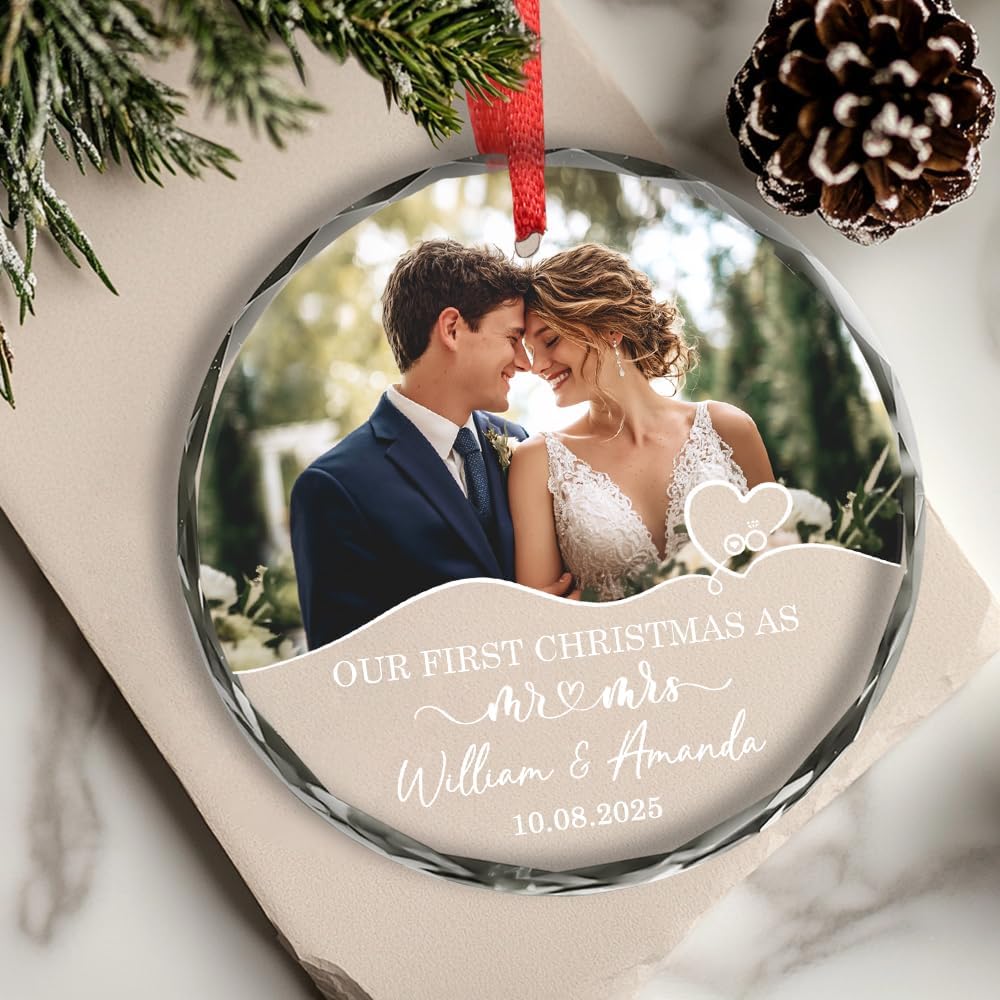 Personalized The Year We Became Mr & Mrs Christmas Ornament - Wedding Gifts for Couples 2025