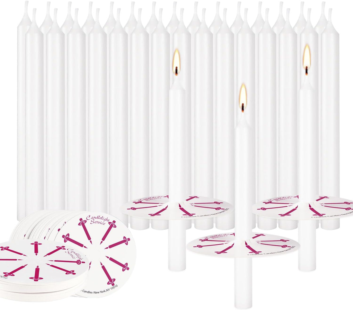 400 Pack White Taper Candles with Drip Guards & Paper Holders - 5 Inch Odorless Religious Candles