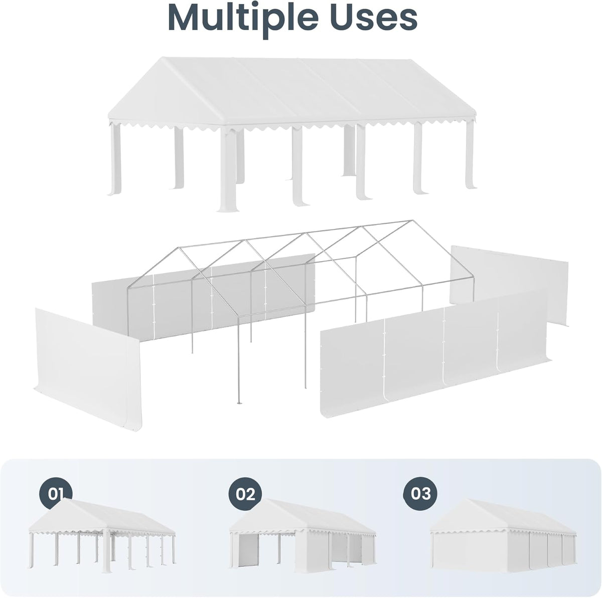 PHI VILLA 26'x16' Outdoor Heavy Duty Party Tent Large Commercial Canopy Wedding Event Shelter with