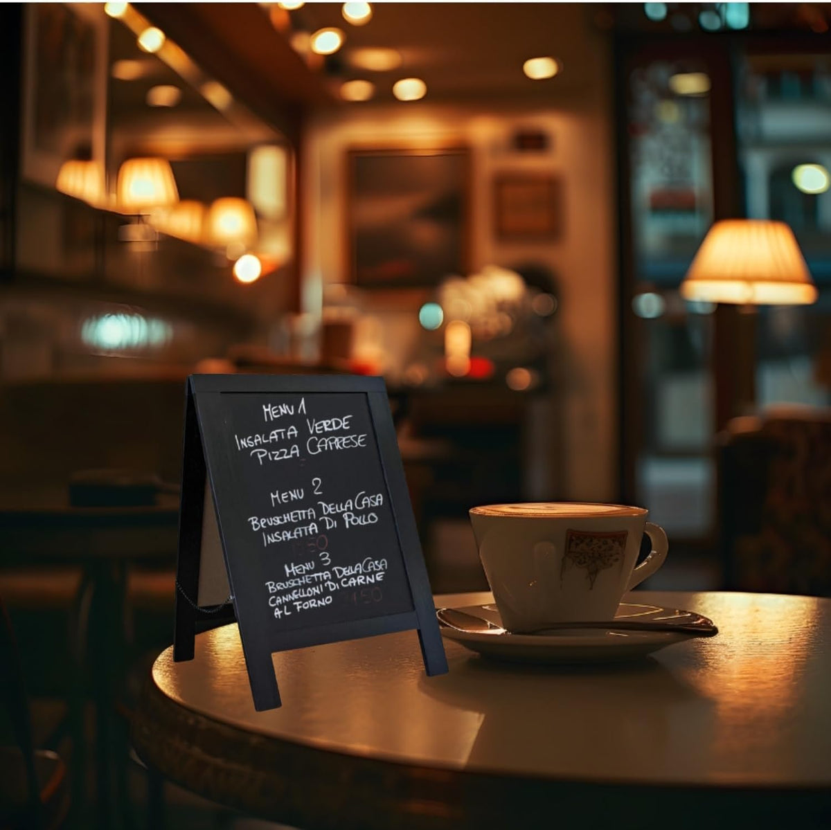 Rustic Whitewash Double Sided Chalkboard with 8Pcs Liquid Chalk Markers, 7.5"*8.6" Tabletop Stand